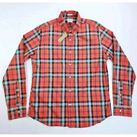 J.CREW Other - J. Crew Slim Large Men's Red Green Yellow Check Button Down Long Sleeve Cotton